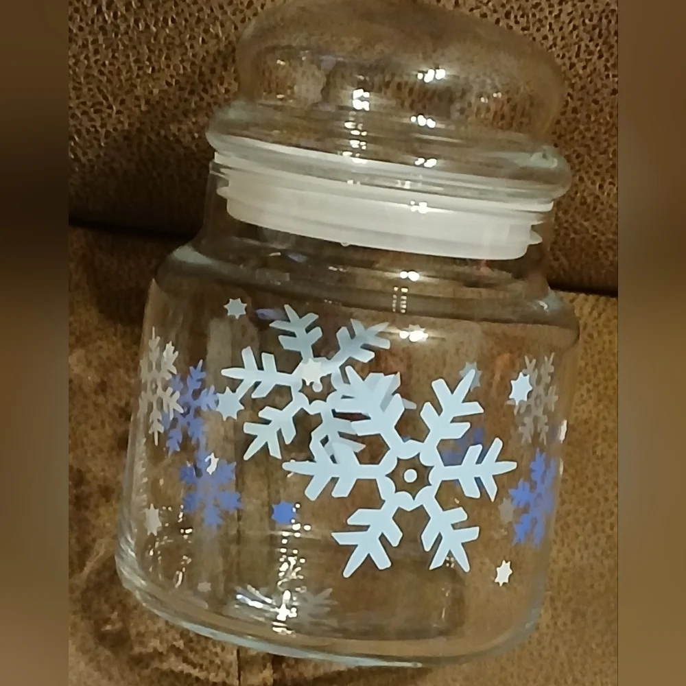Glass Jar with Snowflake Design